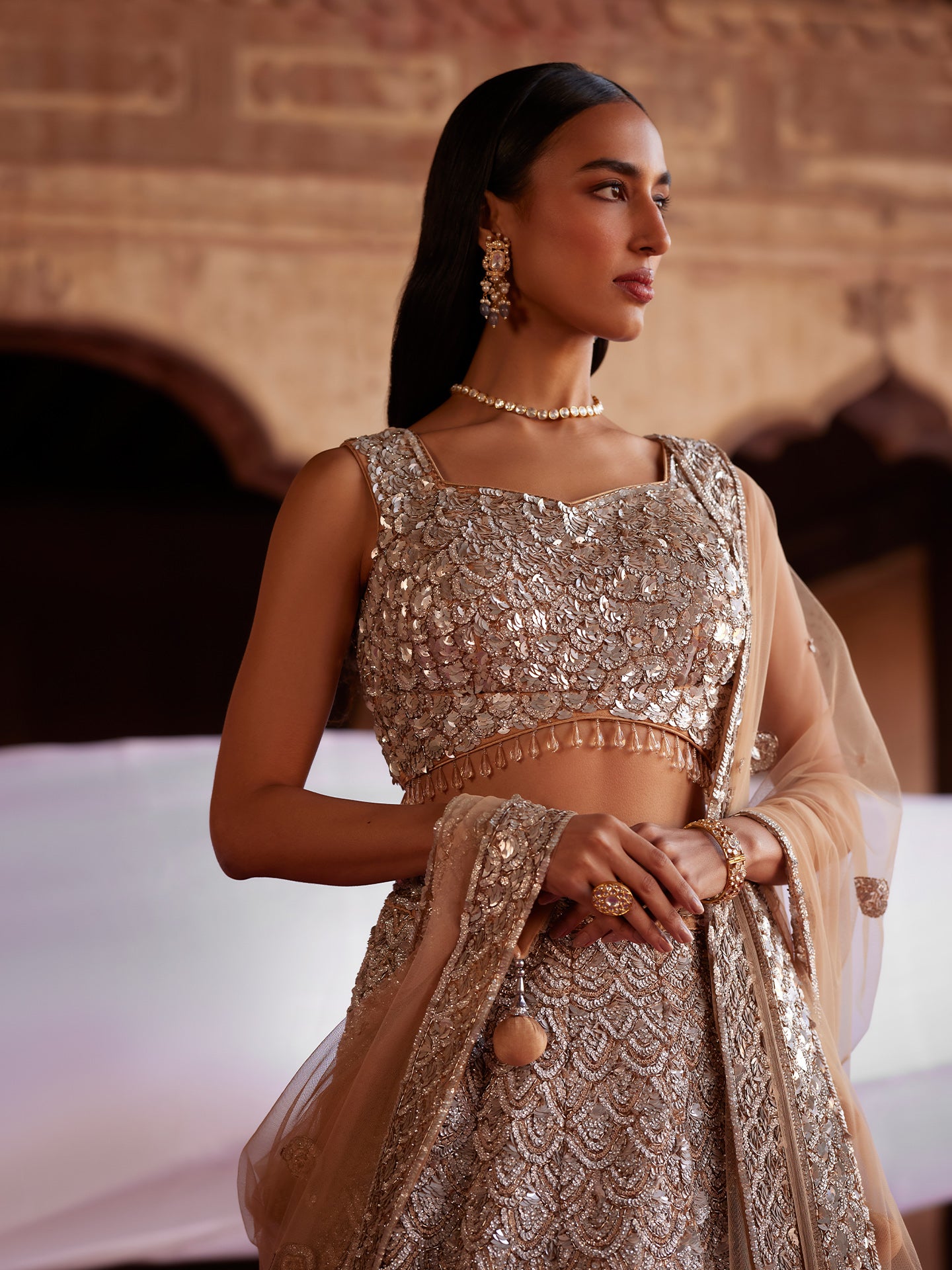 Draped in the elegance of this mesmerizing lehenga