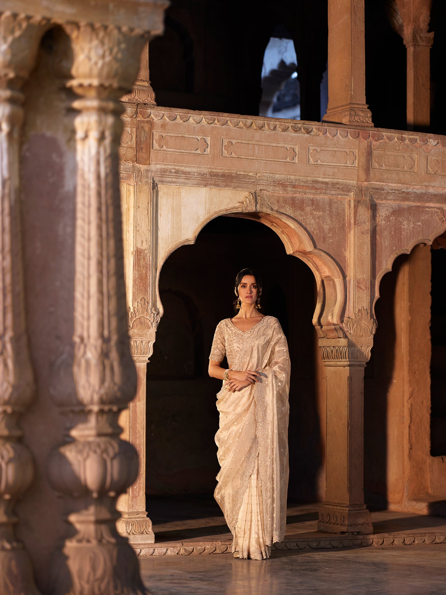 Lucknowi chikankari pure georgette saree – Malhotra's Indian Heritage