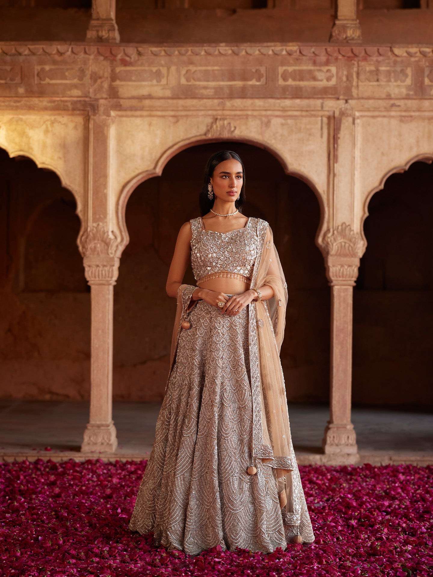 Draped in the elegance of this mesmerizing lehenga