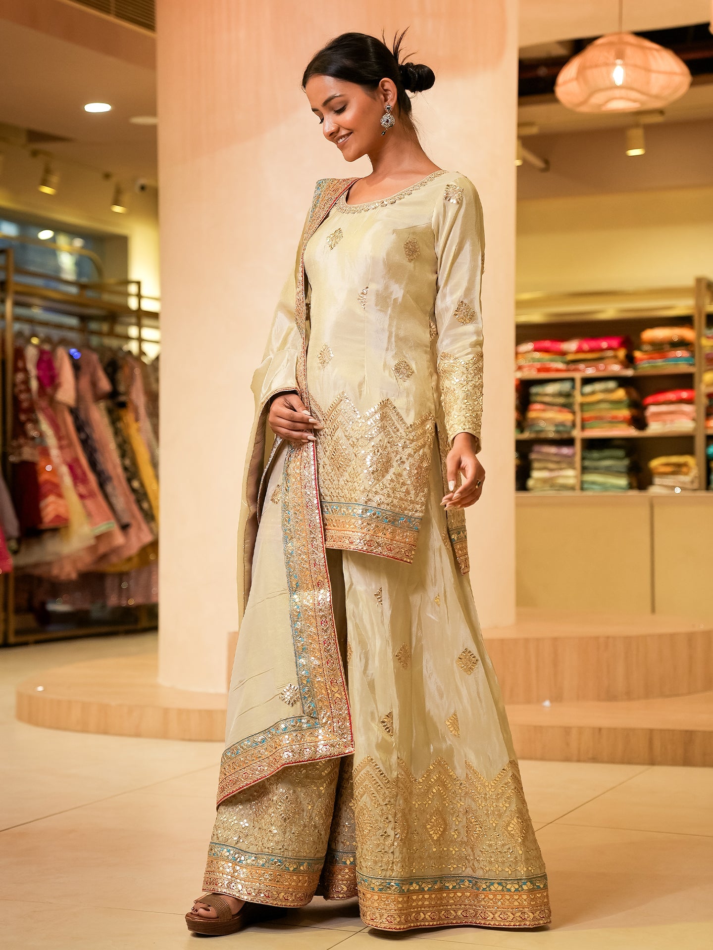 Draped in silk elegance this sharara set steals the spotlight