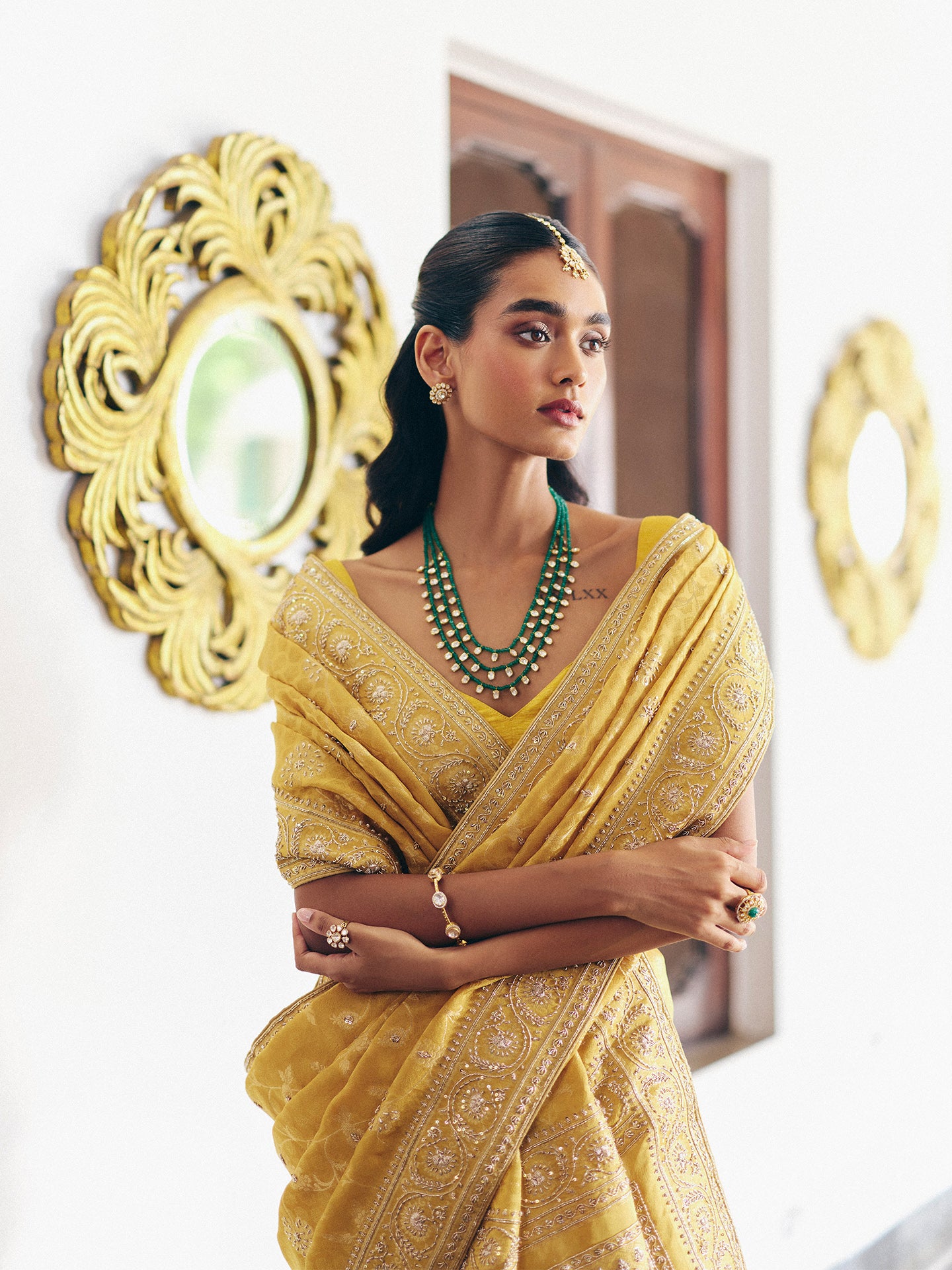 Yellow Dola Silk Saree with Intricate Hard Dabka and Zari Work