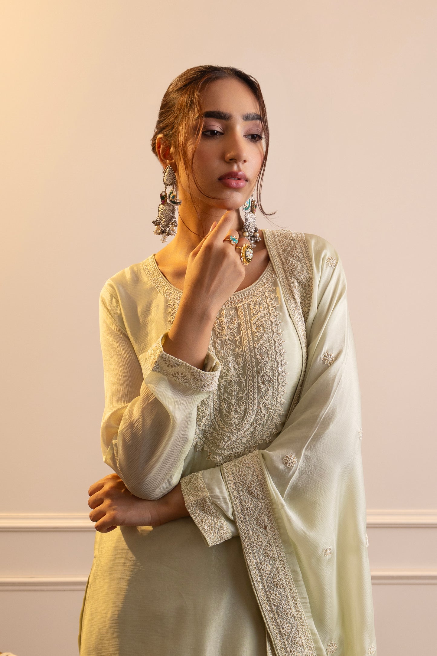 Crepe Chinon Sharara Suit with Elegant Dori Embroidery