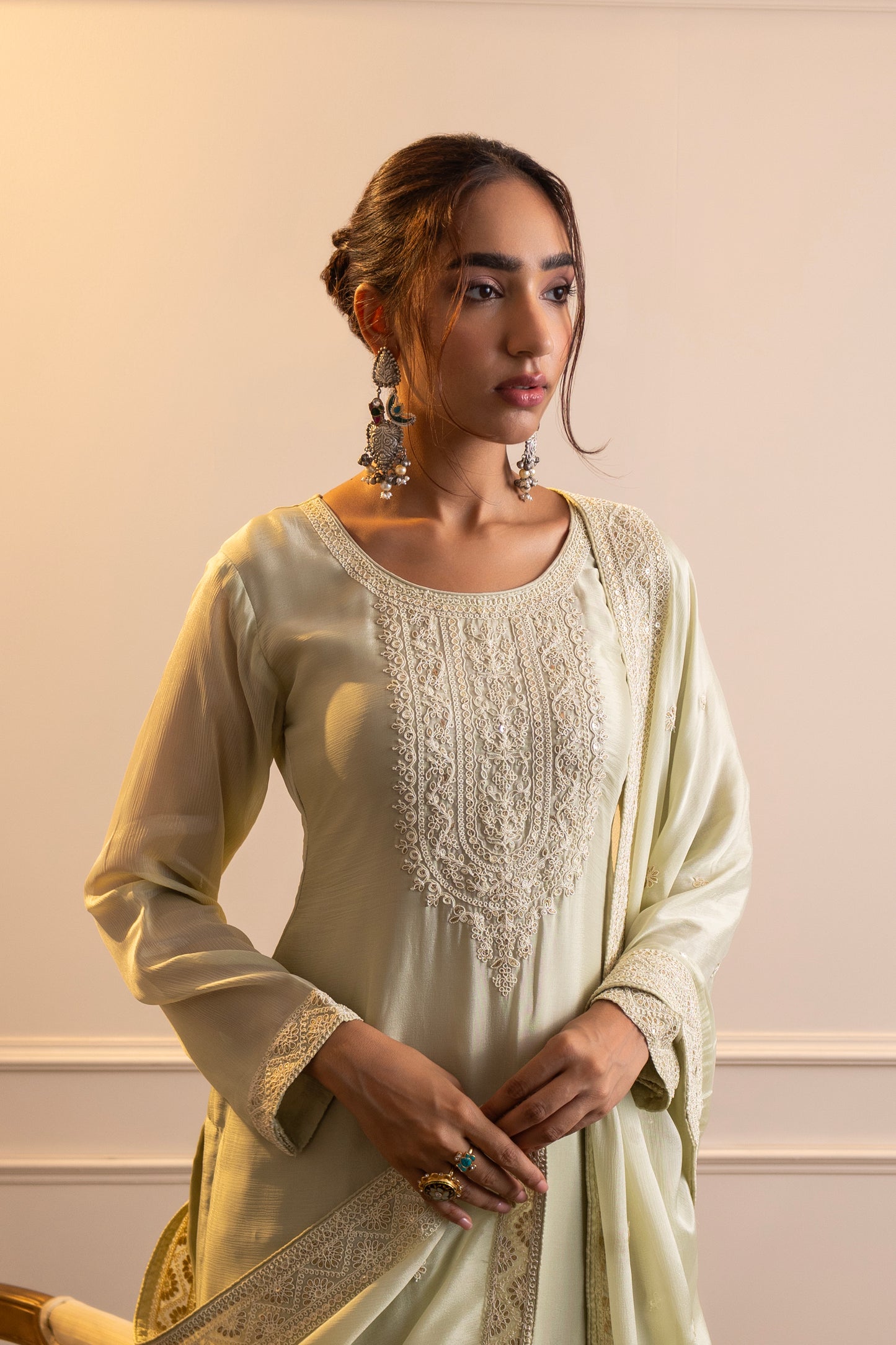 Crepe Chinon Sharara Suit with Elegant Dori Embroidery