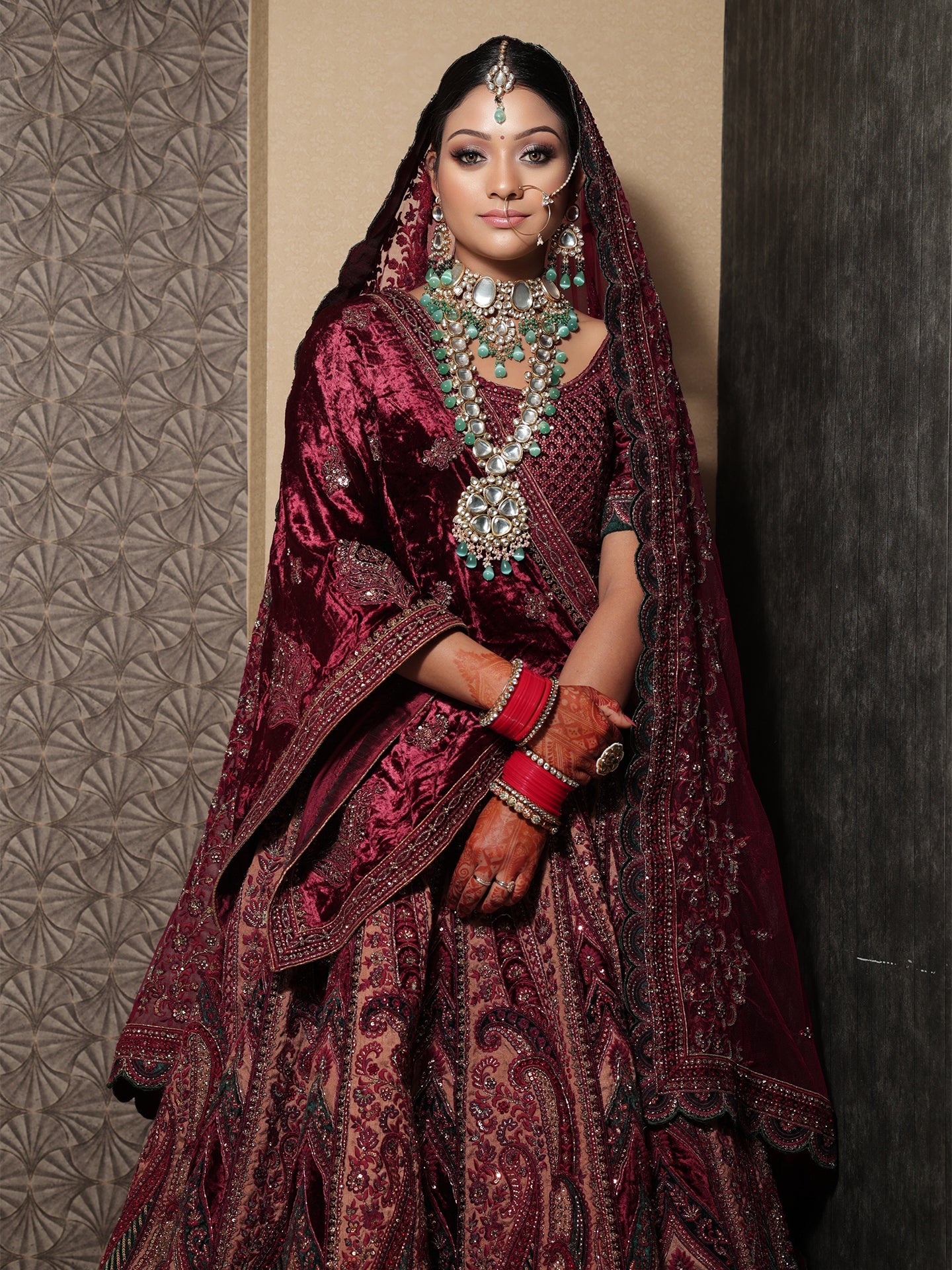 Dupion Silk Lehenga in maroon