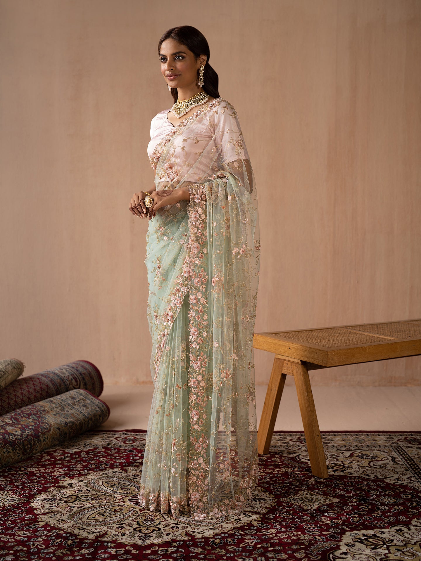 Sky Blue Saree in Banarasi Organza Silk Woven - Clothsvilla