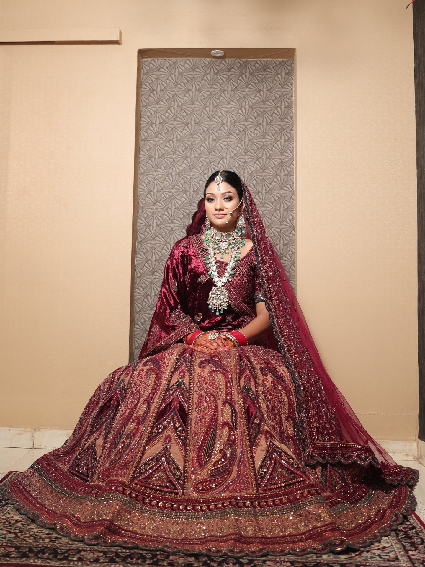 Dupion Silk Lehenga in maroon