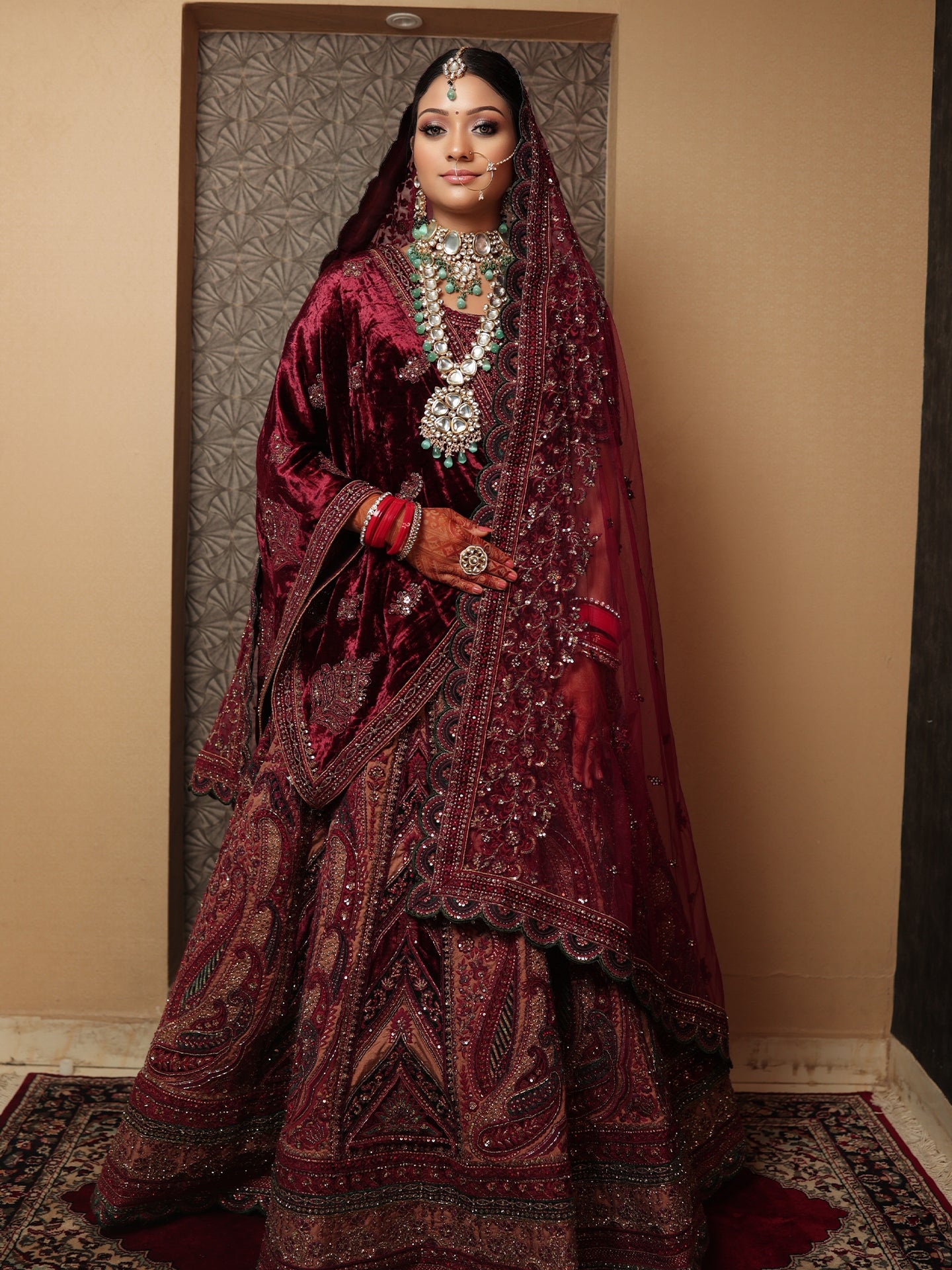 Dupion Silk Lehenga in maroon